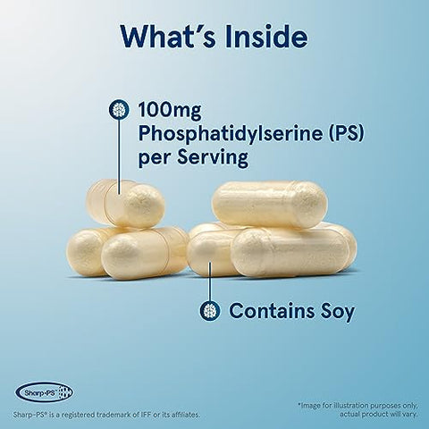 PS100 Fosfatidilserina 100 mg, Suporte para Saúde Cerebral e Cognição, 120 Cápsulas, Até 120 Dias de Fornecimento - Jarrow Formulas