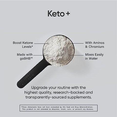 Keto Plus Exogenous Ketones com goBHB – 30 Porções | Pó de Eletrólitos Keto para Hidratação, Energia, Foco - Sports Research