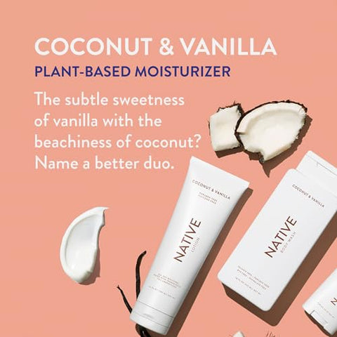 Native - Loção Corporal Natural com Ingredientes Derivados da Natureza | para Mulheres e Homens, Hidratantes Corporais para Pele Seca | Coco e Baunilha, 355 ml