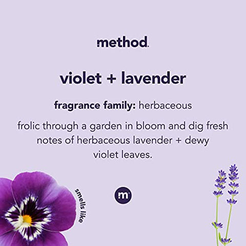 Recarga de Sabonete Líquido em Gel Method Premium, Lavanda Violeta, Frasco Reciclável, Fórmula Biodegradável, 1000 ml (Pacote com 4 unidades)