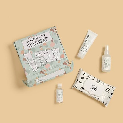 Conjunto Presente Primeira Bagunça do Bebê da The Honest Company | Essenciais sem Fragrância para Recém-Nascidos | Lenços Umedecidos 99% Água, Bálsamo Multiuso, Sabonete Íntimo, Detergente para Bebês