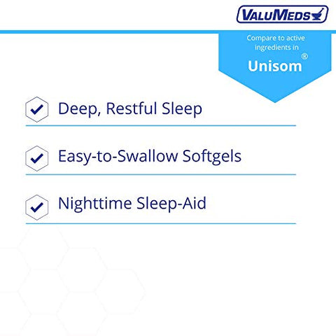 Nighttime Sleep Aid Diphenhydramine Hydrochloride 50mg Extra Strength Sleepgels – Suporte para um sono profundo e reparador para adultos (Pacote Duplo – 192 Softgels) - ValuMeds