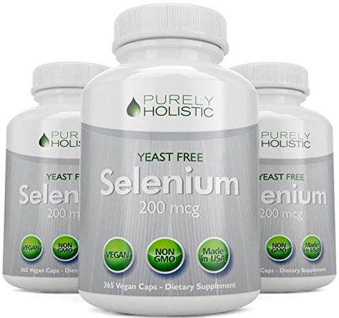 Purely Holistic - Selenium 200mcg – 365 Cápsulas Veganas – Puro – Marca Primeiro