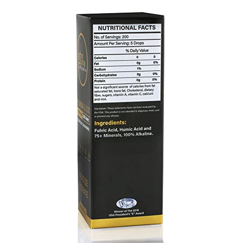 Fulvika - Gotas de Minerais Traços (200 Porções)(Sem Sabor) – 74 Minerais Traços de Humo Puro – Marca: Pure Humic