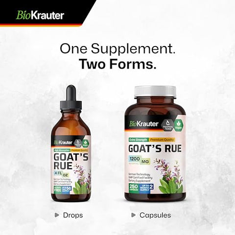 BIO KRAUTER - Goats Rue 1200 mg – 250 Cápsulas Veganas – Suporte à Lactação Natural