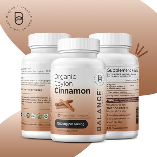 Balancebreens - Canela Ceylon Orgânica 1200mg – 120 Cápsulas Vegetais – Sem Preenchimento – Balance Breens