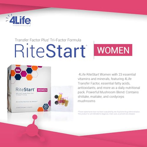 RiteStart Women – Pack Nutricional Diário para Apoiar a Saúde do Sistema Imunológico – Fórmula Diária de Suplemento com Zinco, Vitamina C, Biotina, Ferro e Selênio – 1 Caixa (30 Pacotes) - 4Life