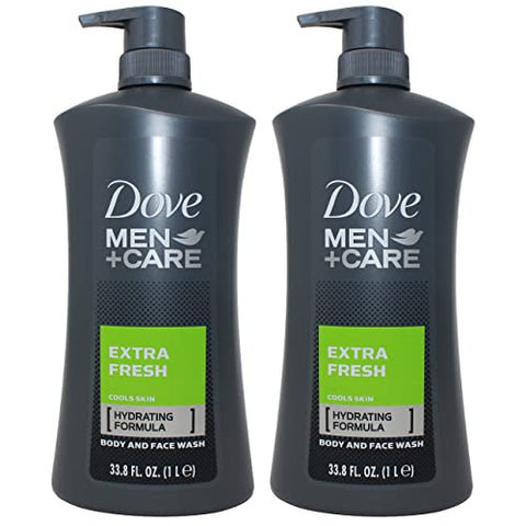 Men Body Wash Extra Fresh 1 Litro (1000 ml) – Pack com 2 unidades - Dove