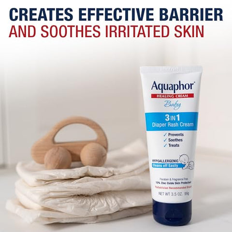 Pomada para Assaduras de Bebê, Alívio 3 em 1 para Assaduras, Tubo de 100g - Aquaphor