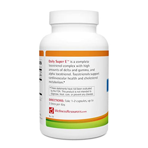 Daily Super E – Tocotrienóis de Espectro Completo Superior – Alto em Gama, Delta e Alfa (180 Cápsulas) - Wellness Resources