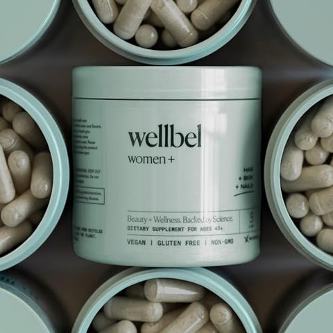 Suplemento Feminino para Cabelo, Pele e Unhas, Vegano, Sem Glúten, Não Transgênico 90 Cápsulas - WELLBEL