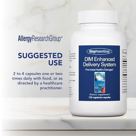 DIM Enhanced Delivery System – Equilíbrio Hormonal para Mulheres, Metabolismo Saudável de Estrogênio, Suporte para TPM, Vegetariano – 60 cápsulas - Allergy Research Group