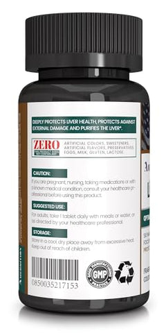 Amerrition - Suplemento de Suporte Hepático com Cardo Mariano Silimarina, Extrato de Alcachofra, Cúrcuma – Função Hepática Ótima e Saúde Digestiva – 60 Comprimidos