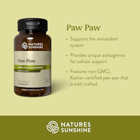 Nature's Sunshine - Nature’s Sunshine Paw Paw Cell-Reg | 180 Cápsulas | Mais de 50 Acetogeninas para Regular a Produção de ATP e Fluxo Sanguíneo | Marca: Nature’s Sunshine