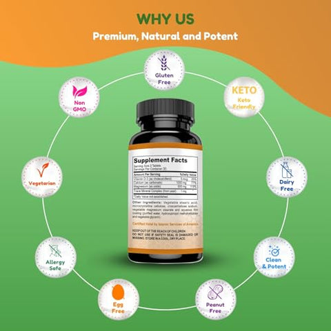 SHIFAA NUTRITION - Suplemento de Cálcio Magnésio Halal c/ Vitamina D3 | Cálcio 1.000 mg, Magnésio 500 mg | 30 Porções, Não-OGM | Estrutura