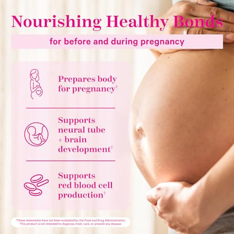 Gomas Premium Pré-natais com DHA, Ácido Fólico e Vitamina D – Multivitamínico e Nutrientes para Desenvolvimento do Tubo Neural e Cérebro Fetal – Essenciais na Gravidez – 60 gomas - Pink Stork