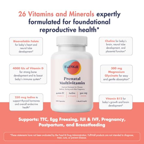 FullWell - Vitamina Pré-Natal com Ômega 3 DHA | Óleo de Peixe Ômega 3 com DHA | Marca: Prenatal DHA