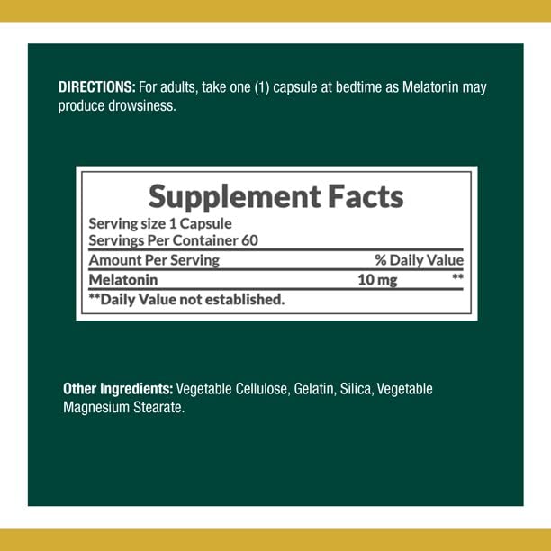 Nature's Bounty - Melatonina 10 mg, 4 Frascos (60 Comprimidos) – Marca do Produto