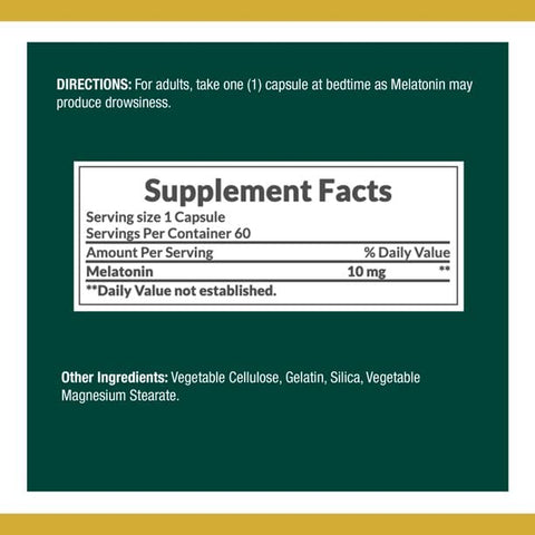 Nature's Bounty - Melatonina 10 mg, 4 Frascos (60 Comprimidos) – Marca do Produto