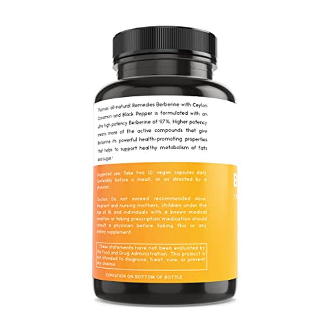 Thomas' all-natural Remedies - Remédios Naturais Thomas Berberina 500mg (1000mg Por Porção) – 120 Cápsulas Veganas – com Canela do Ceilão