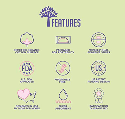 PureTree - Almofadas de Amamentação Descartáveis de Algodão Orgânico – Pacotes de Viagem (100 Almofadas)