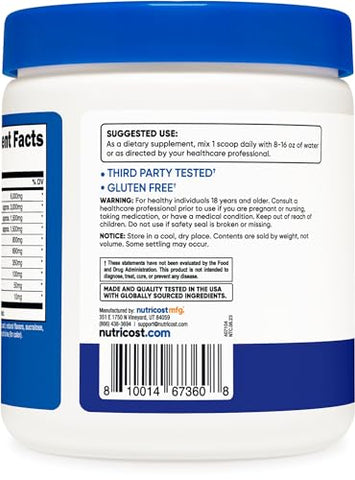 EAA Powder 30 Porções (Blue Raspberry) – Aminoácidos Essenciais – Livre de Transgênicos, Sem Glúten, Amigável para Vegetarianos - Nutricost