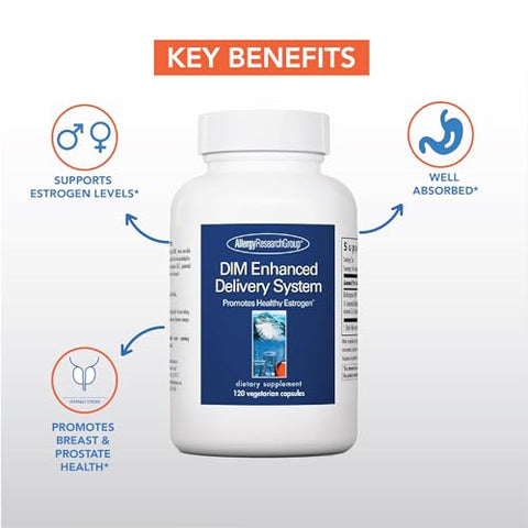 DIM Enhanced Delivery System – Equilíbrio Hormonal para Mulheres, Metabolismo Saudável de Estrogênio, Suporte para TPM, Vegetariano – 60 cápsulas - Allergy Research Group