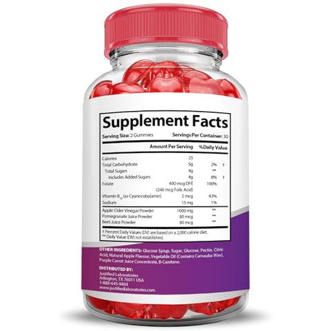 Justified Laboratories - (3 Pack) Gomas Keto Drops ACV Keto Avançado 1000MG Fórmula Avançada Gomas Keto Drops Keto Vinagre de Maçã Formulado com Romã e Beterraba em Pó B12 Vegano Não GMO 180 Gomas
