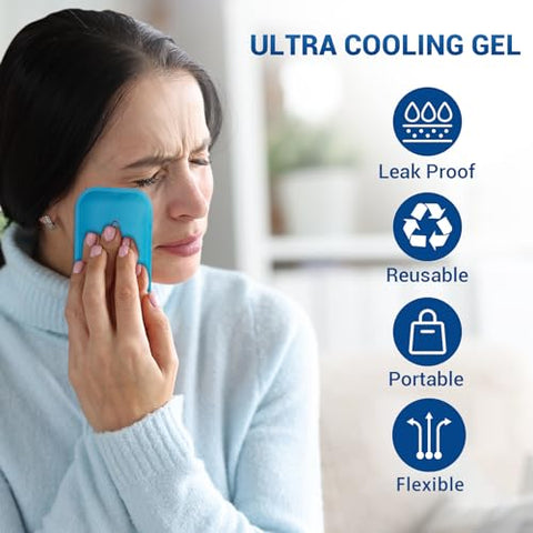 AlierGo - Geladeiras Pequenas, 6 Pacotes, Elegíveis para FSA HSA, Mini Gel Reutilizável para Lesões, Compressa Quente e Fria para Machucados de Crianças, Dores de Cabeça, Dentes do Siso, Amamentação, Alívio da Dor
