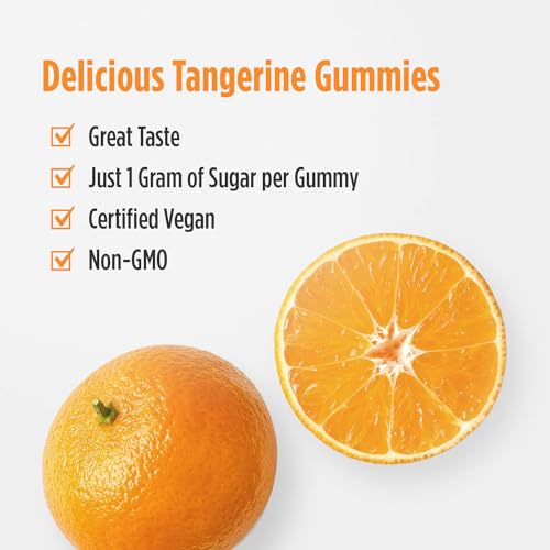 Gummies de Vitamina C Extra Forte – Sabor Tangerina – 60 Gummies – 500 mg Vegan Vitamina C – Gummies de Suporte Imunológico com Baixo Teor de Açúcar – 30 Porções - Nordic Naturals