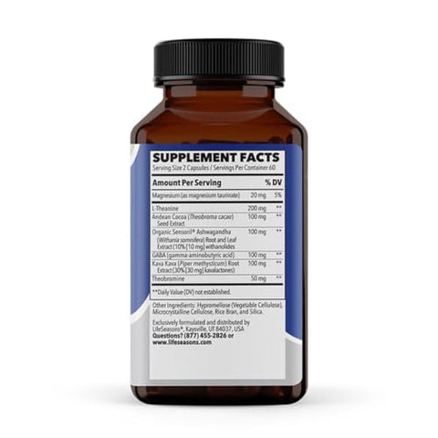 LifeSeasons - Anxie-T – Suplemento para Alívio do Estresse – Suporta o Humor – 60 cápsulas de 500mg