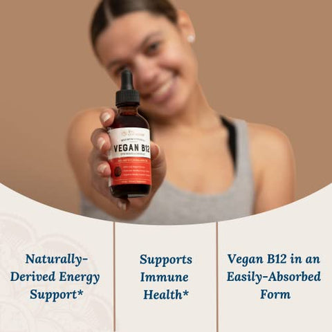 Vegan Vitamin B12 Sublingual Liquid Drops – Live Conscious: Fórmula Methylcobalamin Max Strength B12 5000mcg – Suporte Energético e Memória – 60ml