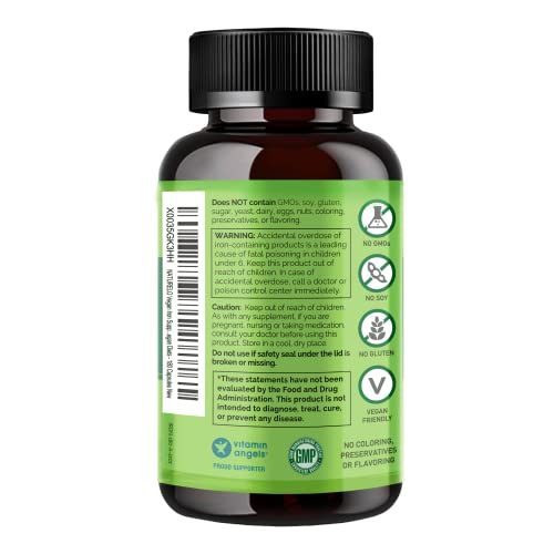 NATURELO - Suplemento de Ferro Vegano NATURELO com Vitamina C e Alimentos Orgânicos – Comprimidos de Ferro Suave para Mulheres