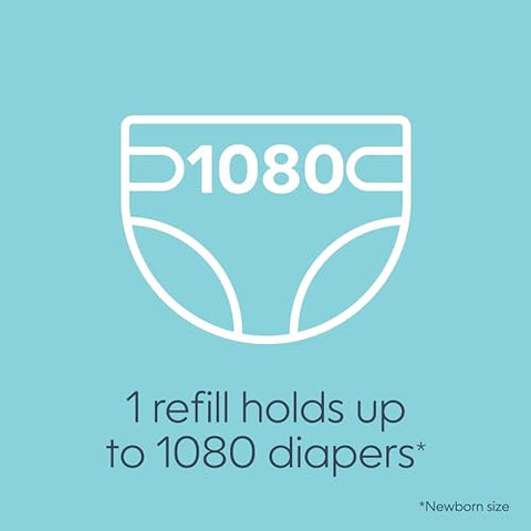 Recarga Diaper Genie Jumbo Square com filme contínuo – até 1080 fraldas tamanho recém-nascido por recarga