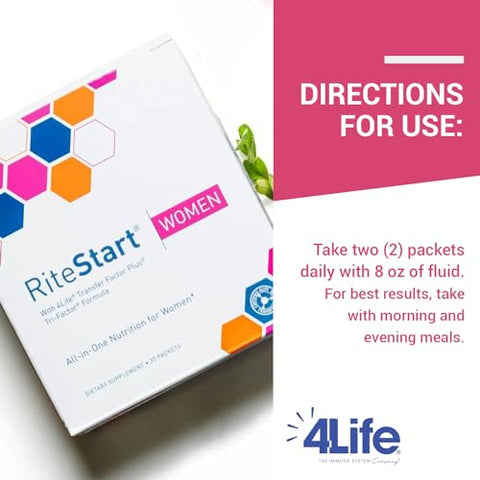 RiteStart Women – Pack Nutricional Diário para Apoiar a Saúde do Sistema Imunológico – Fórmula Diária de Suplemento com Zinco, Vitamina C, Biotina, Ferro e Selênio – 1 Caixa (30 Pacotes) - 4Life