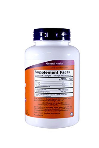Lecitina de Girassol, 100 Softgel (2 Pacotes) – 200 Cápsulas | Alta Qualidade | Fonte Natural de Fosfolipídios | Suporte para Saúde Cerebral e Cardiovascular - NOW Foods