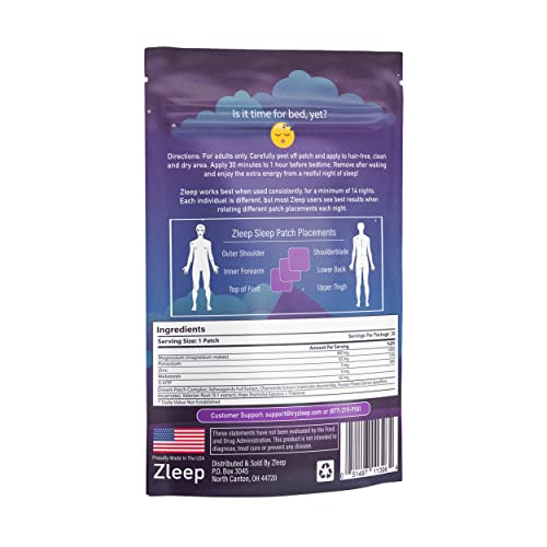 Zleep - Patches de Sono com Complexo dos Sonhos e Melatonina para Promover um Sono de Qualidade e Reduzir o Cansaço