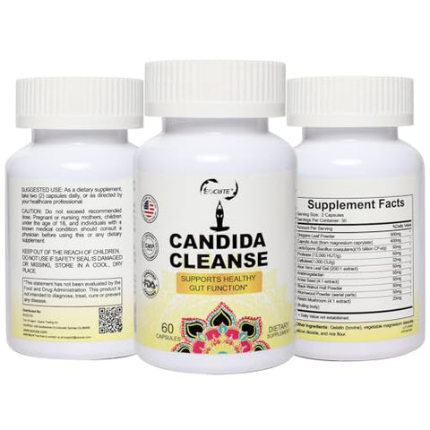 EOCUTE - Candida Cleanse 120 Cápsulas – Gut: Limpeza eficaz para o seu organismo