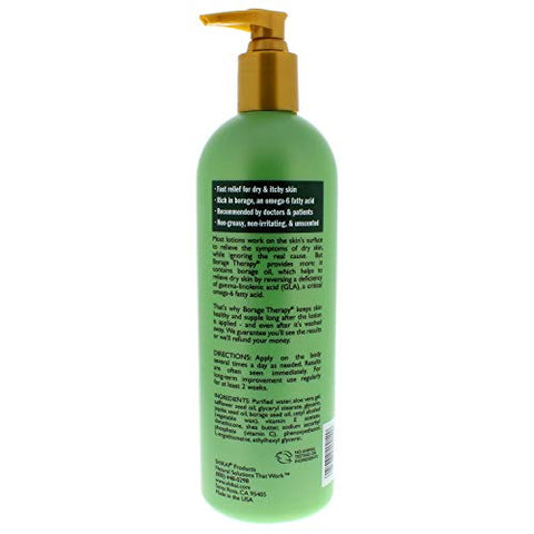 Borage Therapy Loção Hidratante para Pele Seca (480ml, Pacote com 2) Skincare sem Fragrância | Hidratante para Mãos Secas - ShiKai