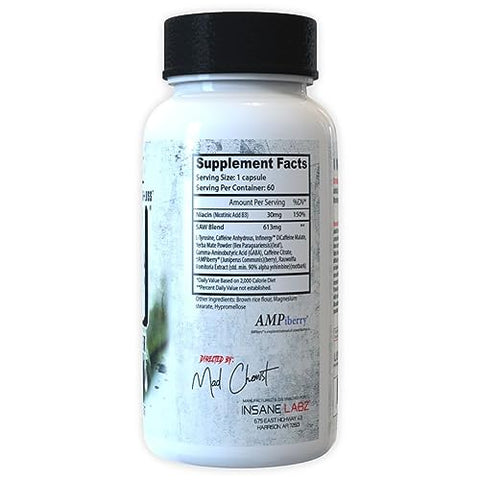 Saw® – Queimador de Gordura de Alta Potência, Suplemento Termogênico para Perda de Peso e Supressor de Apetite com L-Tirosina, Yerba Mate, GABA e Alpha Yohimbine, 60 Porções - Insane Labz