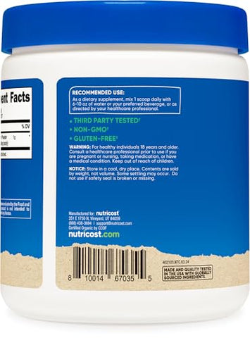 Pó de Cogumelo Chaga Orgânico 100%% 8oz (227 Porções) – Certificado Orgânico USDA, Livre de Glúten - Nutricost