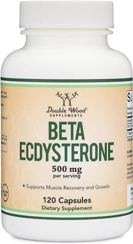 Double Wood Supplements - Beta Ecdysterone – 500mg por Porção (120 Cápsulas, 60 Porções) Poderoso Anabólico Vegetal para Apoiar a Saúde Masculina (Sem OGM e Sem Glúten) por Double Wood