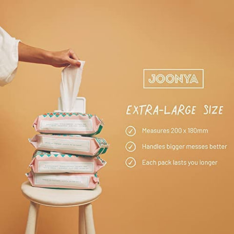 JOONYA - Joonya Baby Wipes – Lenços umedecidos para bebês não tóxicos e amigos do meio ambiente para uma pele calma e saudável – Lenços sem fragrância – Lenços para bebês em quantidade – 3 pacotes de 80 lenços para fraldas (240)