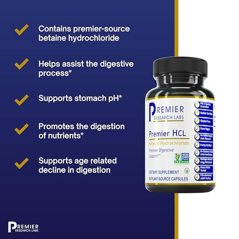 Premier HCL – Melhora a Absorção de Nutrientes – 60 cápsulas - Premier Research Labs