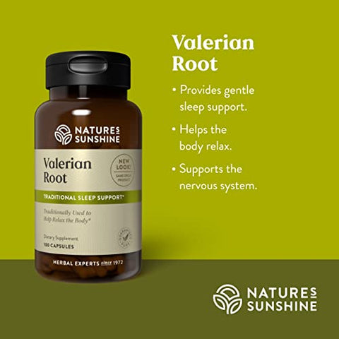 Nature's Sunshine - Nature’s Sunshine Valerian Root 100 Cápsulas | Suplemento Herbal Promove Relaxamento, Suporta o Sono e Oferece Suporte Natural ao Sistema Nervoso