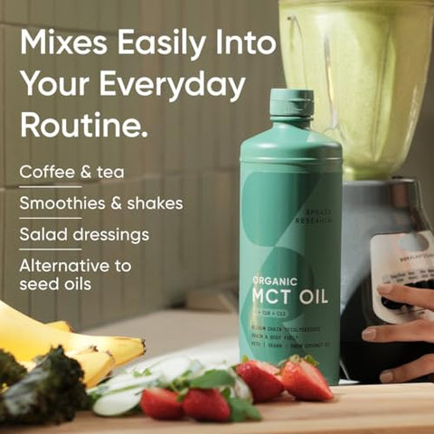 Óleo de MCT Orgânico Sports Research – Keto | 100% Natural | Energia e Foco | 500ml