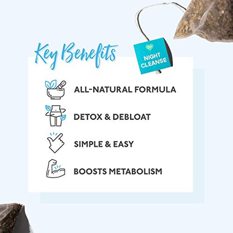 Night Cleanse Teatox: Chá Detox Natural e Eficaz. Ajuda a Reduzir Inchaço e Restaurar Equilíbrio Digestivo. Favorece o Relaxamento - SkinnyMint