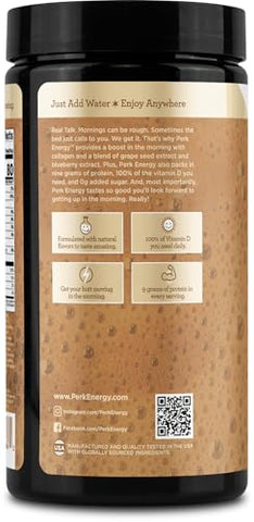 Energy Original – Pó para Bebida com Sabor de Mocha Latte (20 Porções) – Sem Glúten, Sem Amendoim, Sem Soja – Energia e Sabor em um só Produto! - Perk