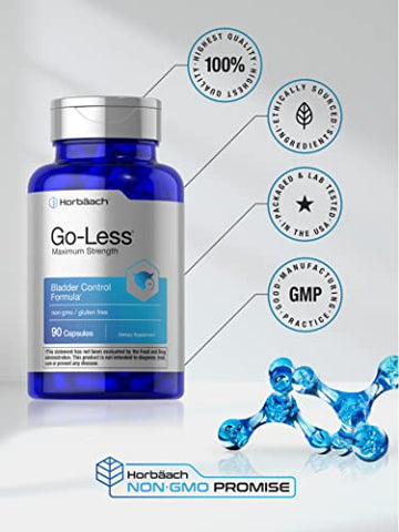 Go Less – Controle da Bexiga | 90 Cápsulas | Máxima Potência para Mulheres e Homens | Não-OGM - Horbäach