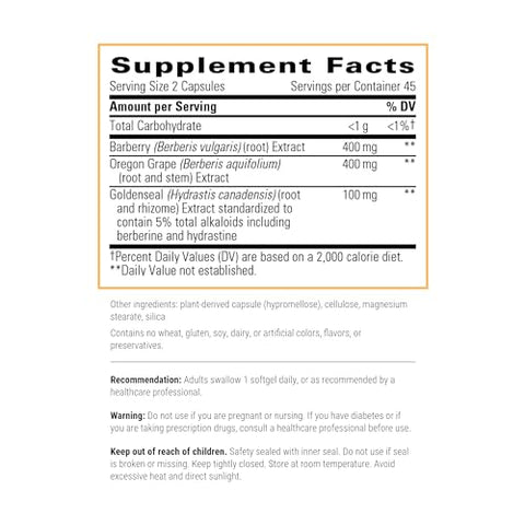 Suplemento de Berberina com Extrato de Uva-do-Oregon e Raiz de Hydrastis canadensis – Suplemento Vegano – 90 Cápsulas - Integrative Therapeutics